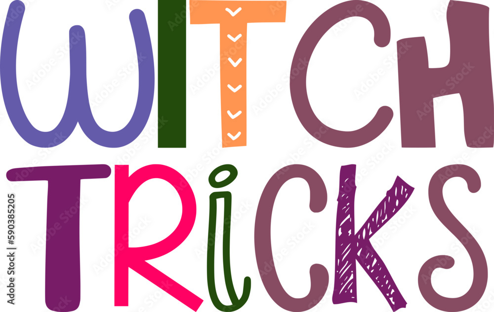Obraz premium Witch Tricks Hand Lettering Illustration for Infographic, Flyer, Poster, Brochure