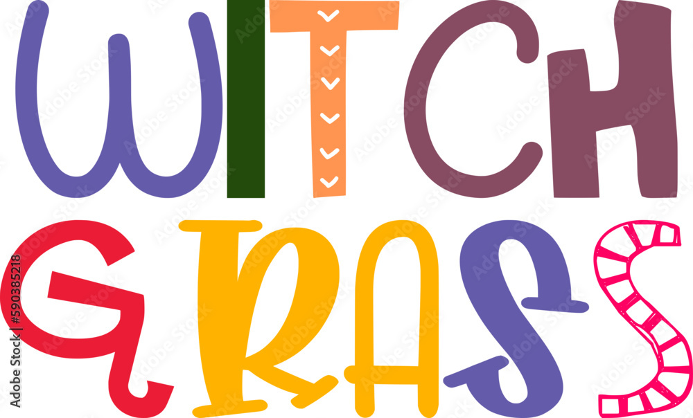 Witch Grass Typography Illustration for Social Media Post, Newsletter, Label, Presentation Witch Grass Typography Illustration for Social Media Post, Newsletter, Label, Presentation