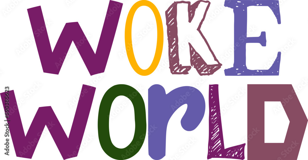 Woke World Typography Illustration for Icon, Postcard , Poster, Presentation 