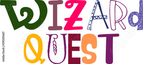 Wizard Quest Hand Lettering Illustration for Flyer, Magazine, Label, Presentation 