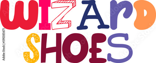 Wizard Shoes Calligraphy Illustration for Packaging, Sticker , Mug Design, Icon