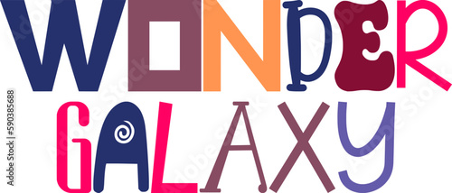 Wonder Galaxy Typography Illustration for Book Cover, Bookmark , Poster, Label