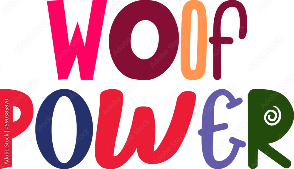 Woof Power Hand Lettering Illustration for Motion Graphics, Infographic, Stationery, Bookmark 