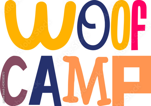 Woof Camp Hand Lettering Illustration for Packaging, Mug Design, Label, Book Cover