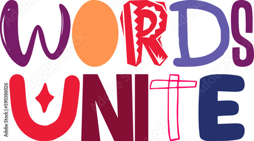 Words Unite Calligraphy Illustration for T-Shirt Design, Logo, Stationery, Flyer