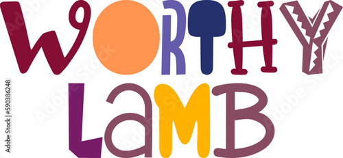Worthy Lamb Calligraphy Illustration for Stationery, Packaging, Bookmark , Infographic