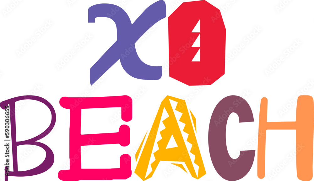 Xo Beach Hand Lettering Illustration for T-Shirt Design, Newsletter, Presentation , Packaging Xo Beach Hand Lettering Illustration for T-Shirt Design, Newsletter, Presentation , Packaging