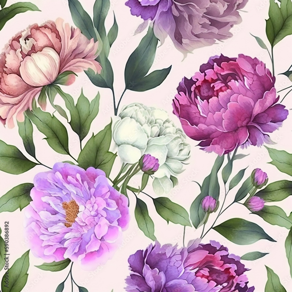 Watercolor flower element illustration background. Hand drawn background of floral element for wallpaper, fabric, banner, textile, invitation wedding. Generative ai