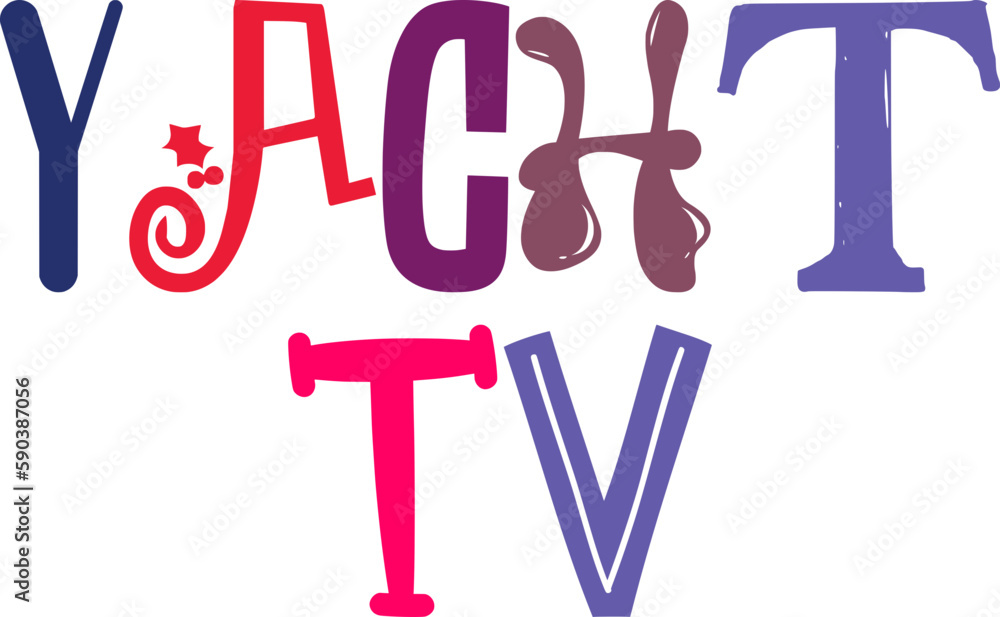 Yacht Tv Typography Illustration for Banner, Bookmark , Packaging, Flyer Yacht Tv Typography Illustration for Banner, Bookmark , Packaging, Flyer