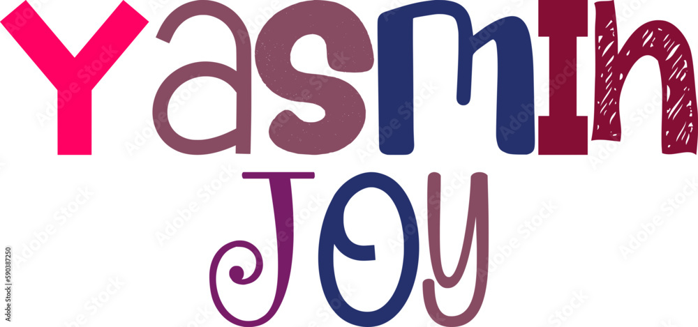 Yasmin Joy Typography Illustration for Stationery, Packaging, Postcard , Banner