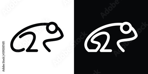 frog logo design line icon vector illustration
