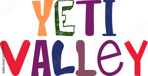 Yeti Valley Hand Lettering Illustration for Stationery, Sticker , Brochure, Decal