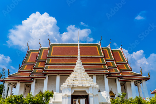 White Gate Main Hall Wat Ratchanaddaram Worawihan Bangkok Thailand