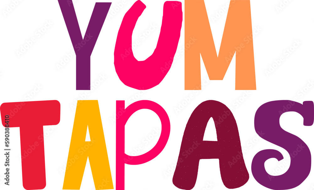 Yum Tapas Hand Lettering Illustration for Book Cover, Postcard , Social ...