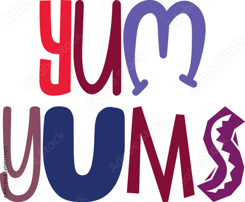 Yum Yums Calligraphy Illustration for Social Media Post, Icon, Sticker , Infographic
