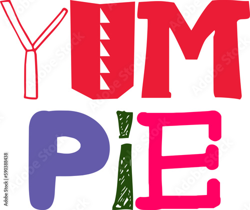 Yum Pie Typography Illustration for Mug Design, Motion Graphics, Presentation , Social Media Post photo