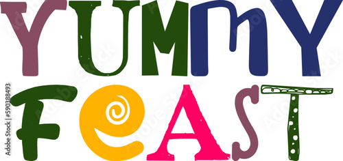 Yummy Feast Typography Illustration for Stationery, Icon, Packaging, Label