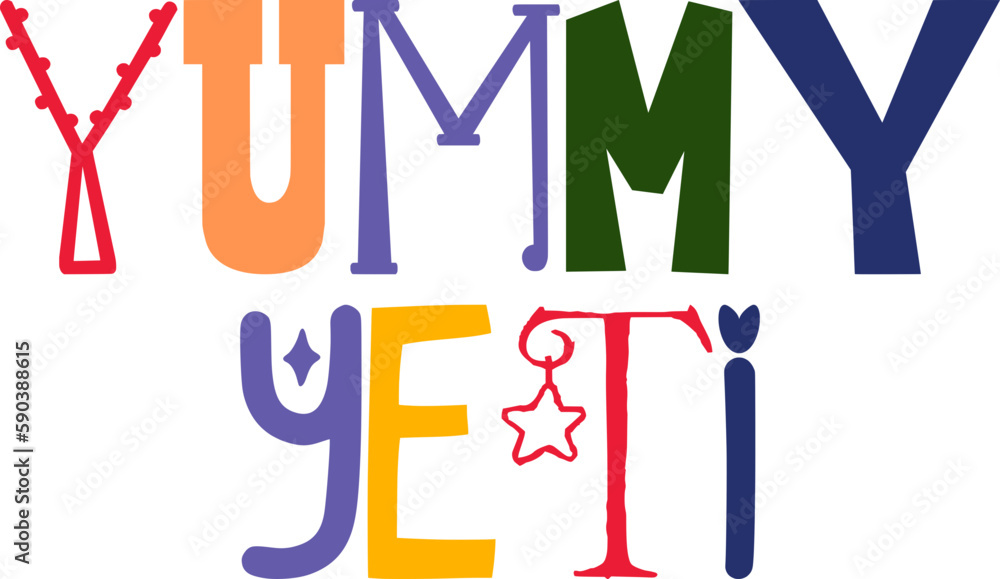 Yummy Yeti Hand Lettering Illustration for Flyer, Sticker , Decal, Bookmark Yummy Yeti Hand Lettering Illustration for Flyer, Sticker , Decal, Bookmark