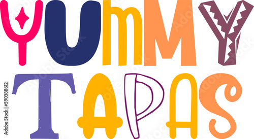 Yummy Tapas Typography Illustration for Poster, Infographic, Book Cover, Sticker 