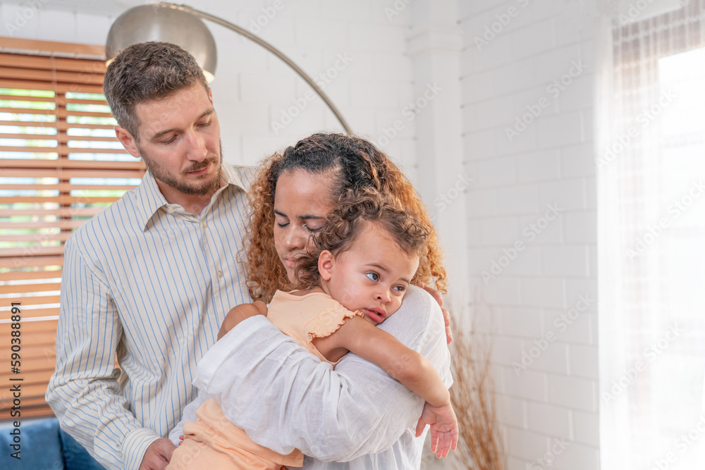 Family. Happy family with little daughte having fun at home. Smiling ...