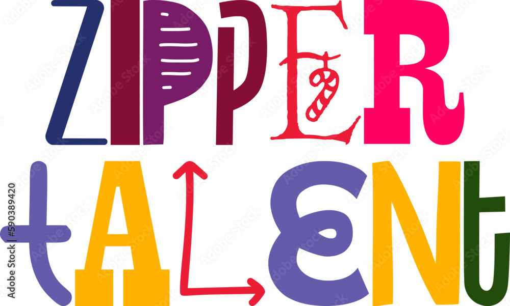 Zipper Talent Typography Illustration for Gift Card, Packaging, Infographic, Brochure Zipper Talent Typography Illustration for Gift Card, Packaging, Infographic, Brochure