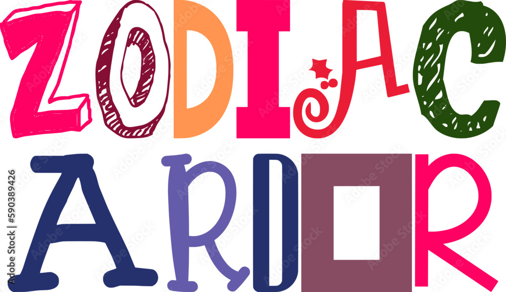 Zodiac Ardor Hand Lettering Illustration for Packaging, Magazine, Decal, Banner Zodiac Ardor Hand Lettering Illustration for Packaging, Magazine, Decal, Banner