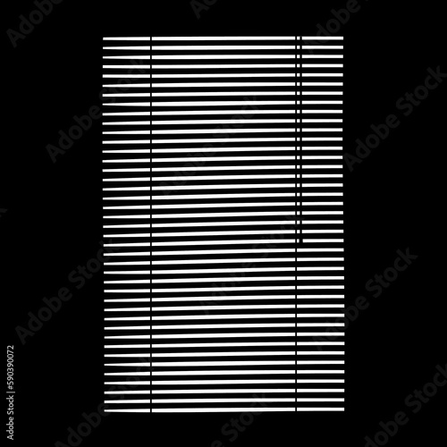 Silhouette of one section blinds on black. Gobo mask for light source.