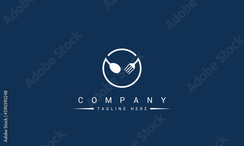 circle shape spoon and fork logo design element