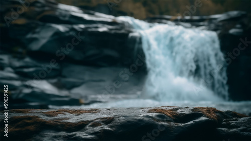 waterfall in nature for product presentation and advertising. Generative AI 