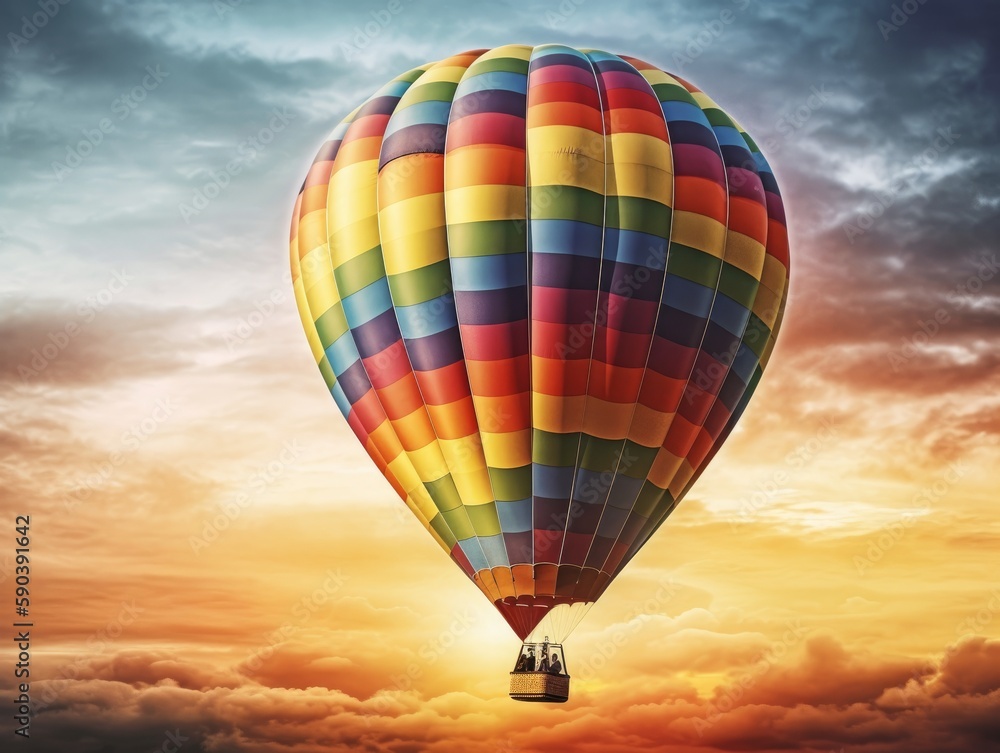 Fototapeta premium A single, colorful hot air balloon