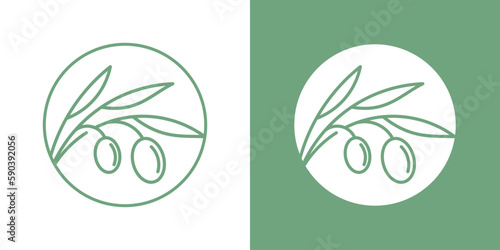 olive oil logo design line circle icon vector illustration