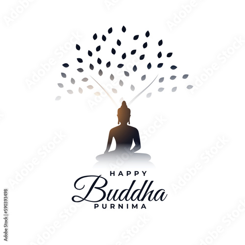 happy buddha purnima festive background a monk under tree