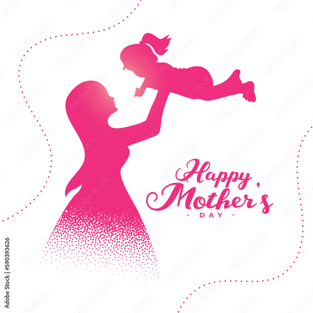 particle style mom and daughter love background for mothers day event