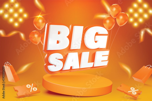 Big sale 3D style Flash Sale banner template design for web or social media.