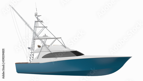 Sport Fishing Boat 3D Rendered