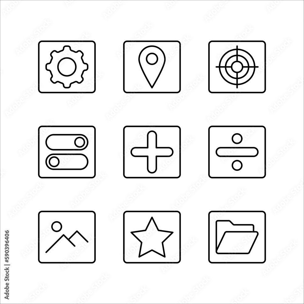 essential set icons on white background, eps 10. essential set icons on white background, eps 10.