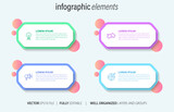 Concept of business model with 4 successive steps. Four colorful graphic elements. Timeline design for brochure, presentation. Infographic design layout
