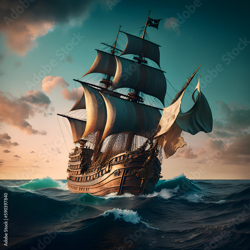 pirate ship in the sea