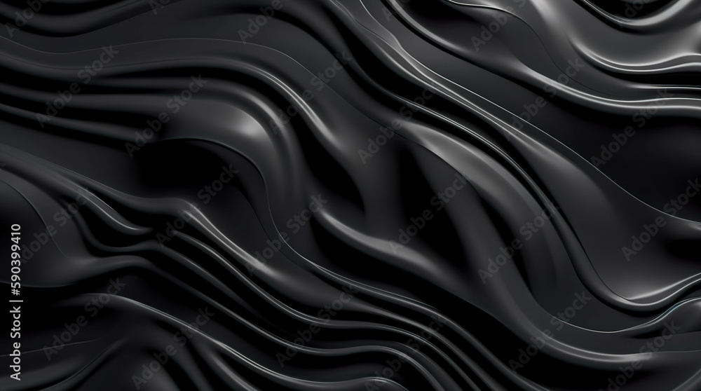 Black abstract background design. Modern wavy line pattern. blank space for text. Generative AI Black abstract background design. Modern wavy line pattern. blank space for text. Generative AI