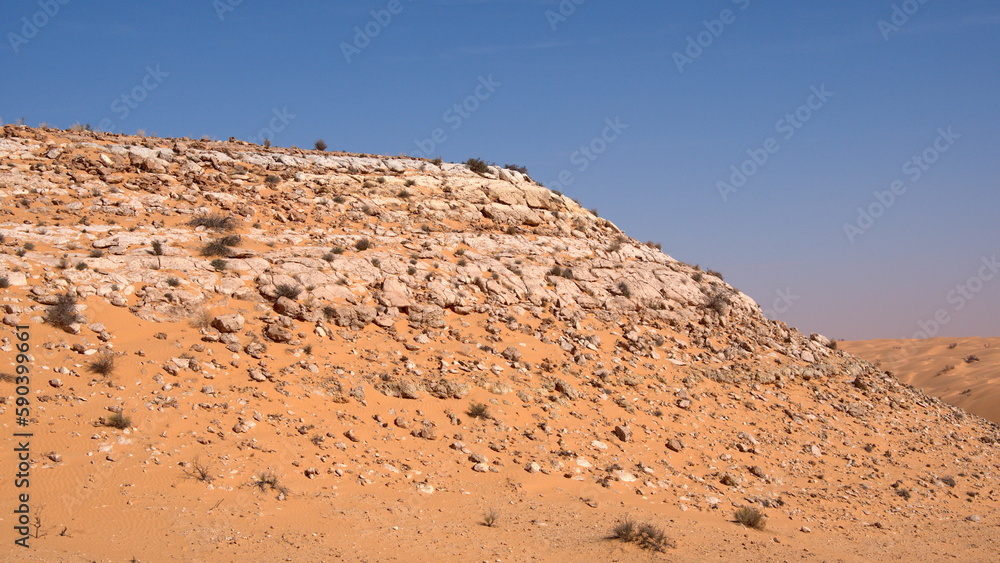 Rocky hill in the Sahara Desert, outside of Douz, Tunisia