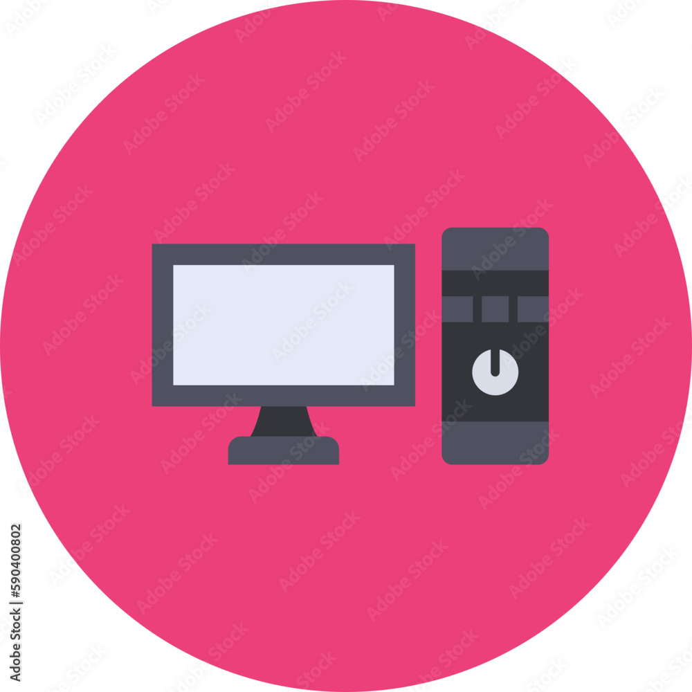 Computer Multicolor Circle Flat Icon Computer Multicolor Circle Flat Icon