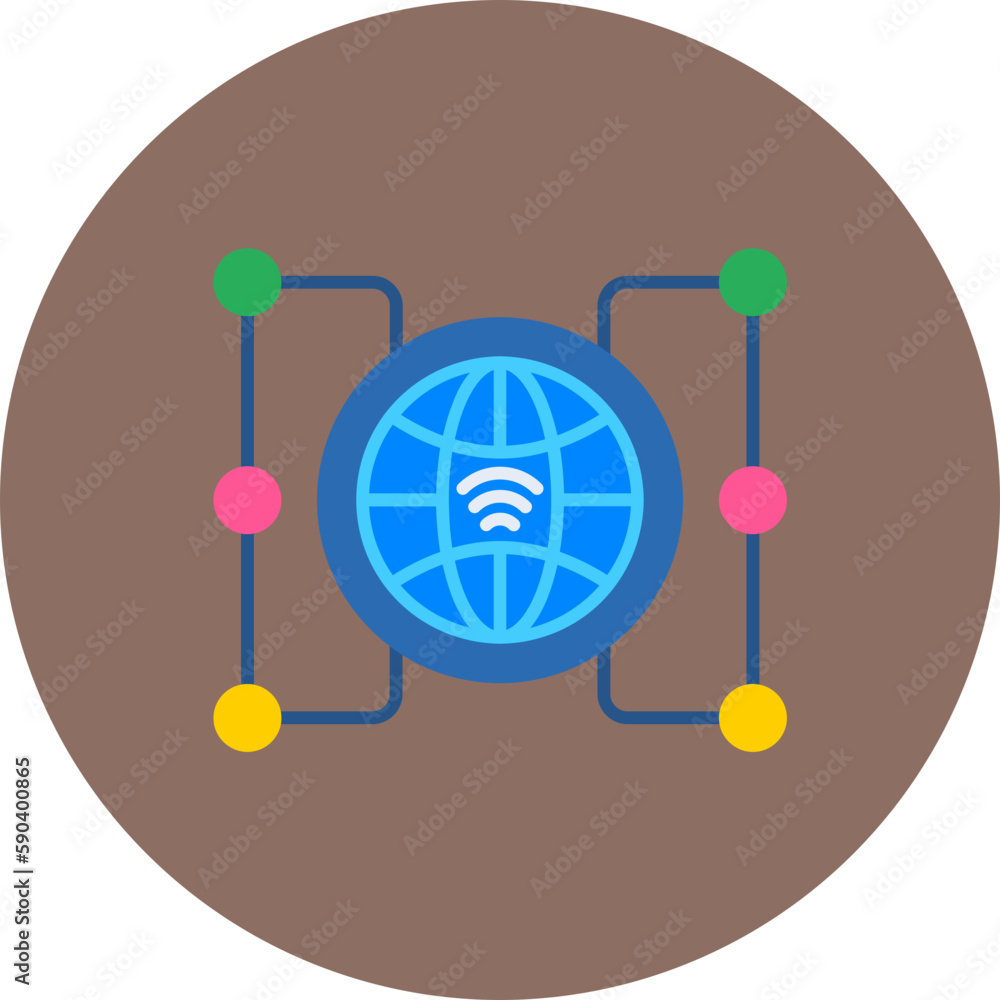 Internet Multicolor Circle Flat Icon Internet Multicolor Circle Flat Icon
