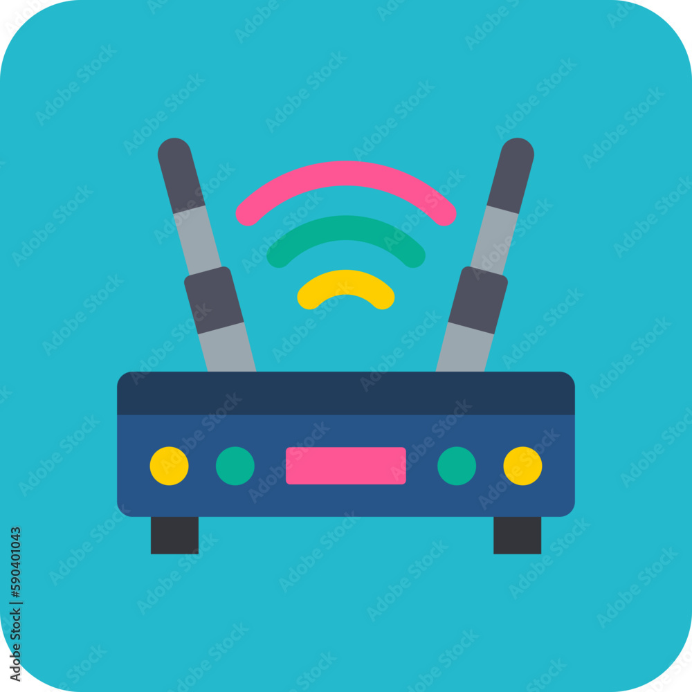 Obraz premium Router Multicolor Round Corner Flat Icon