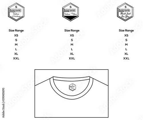 Back neck print design template. T-shirt back neck print design, apparel brand identity design.
