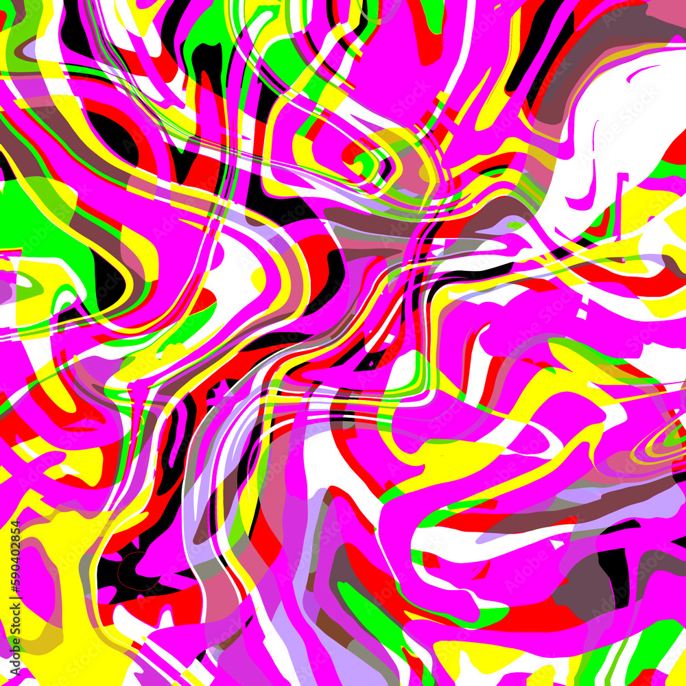 Fototapeta Bright multicolor abstract geometric swirl marbled pattern with wavy curved stripes Liquid swirl and fill effect