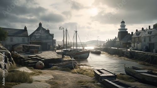 Ancient Briton harbor with ...