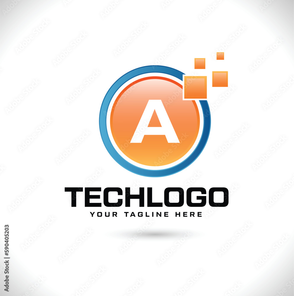 Obraz premium A Tech Logo Design A digital Logo Design