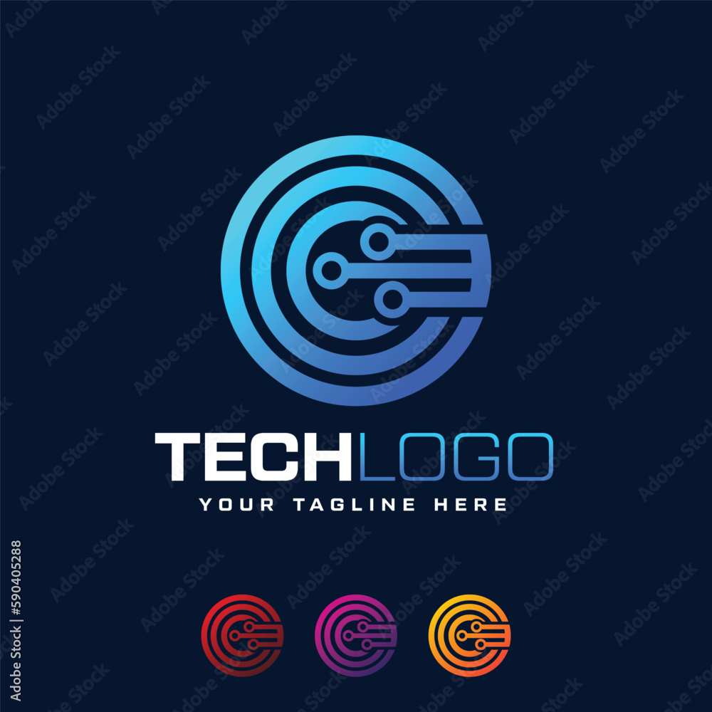 Tech Logo Design Digital Logo Design Vector Fully Editable EPS