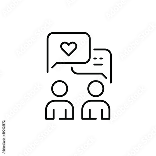 Dating app users exchanging flirting love messages. Pixel perfect, editable stroke icon
