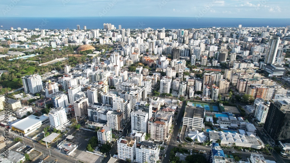 Santo Domingo aerial view in april 2023 during semana santa or easter holiday